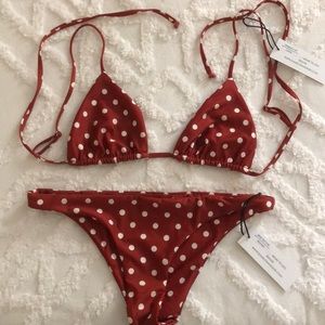 Rust polka dot bikini